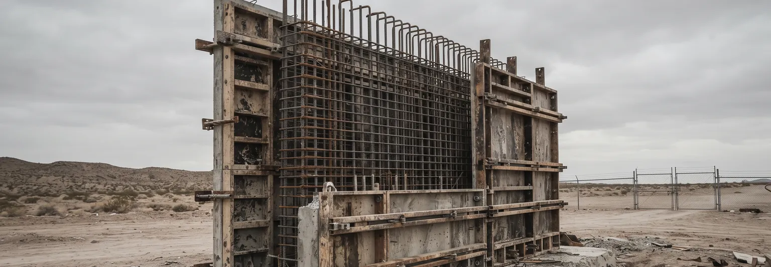 Blast-resistant wall under construction on a defence site