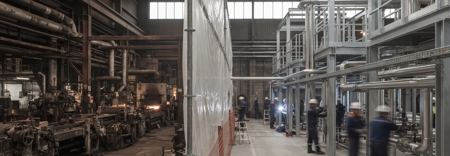 Retrofit work in a running industrial facility