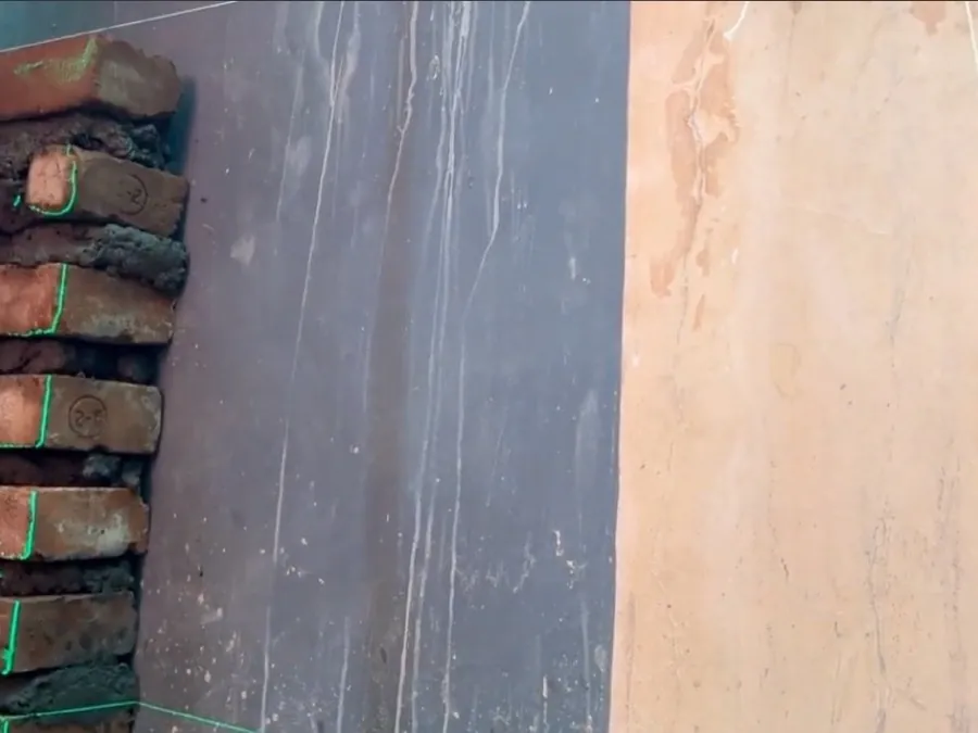 Construction site: structural elements set out of alignment with the design grid.